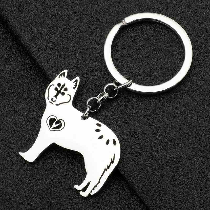 Brelocuri pentru câini Husky siberian placat cu argint Bonsny din oțel inoxidabil Taiat cățeluș pentru animale de companie Brelocuri Animale Bijuterii pentru femei