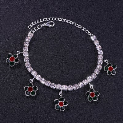 Huitan Brățară de gleznă drăguță pentru fete, la modă de lux, cu strasuri, glezne cu flori/cochilii, bijuterii pentru petrecere de dans, pe plajă, 2022