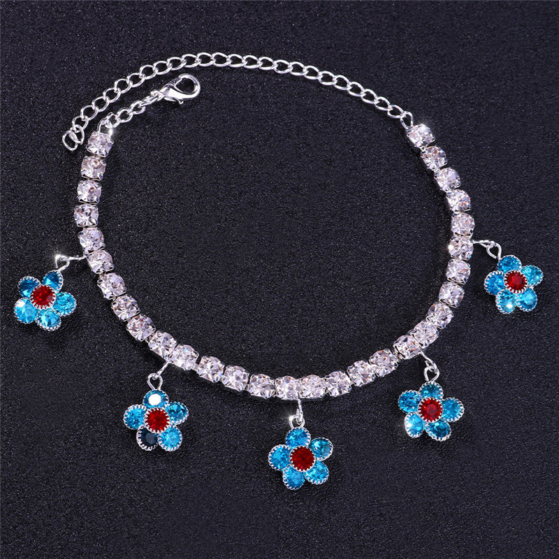 Huitan Brățară de gleznă drăguță pentru fete, la modă de lux, cu strasuri, glezne cu flori/cochilii, bijuterii pentru petrecere de dans, pe plajă, 2022