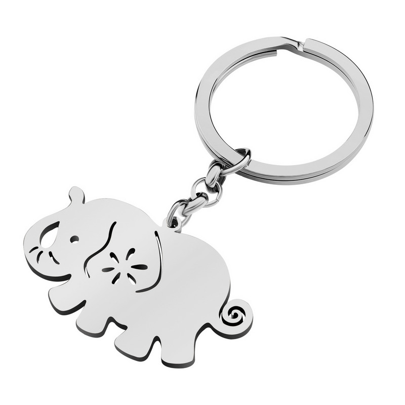 Bonsny rozsdamentes acél ezüstözött elefánt zsinóros kulcstartó autókulcstartóhoz Kawaii kisállatbűvöletek állatok ékszerek nőknek