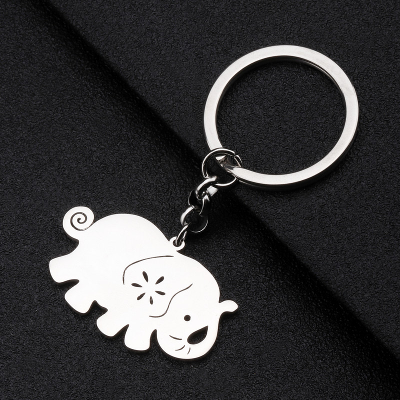 Bonsny rozsdamentes acél ezüstözött elefánt zsinóros kulcstartó autókulcstartóhoz Kawaii kisállatbűvöletek állatok ékszerek nőknek