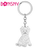 Breloc pentru câini Bonsny din oțel inoxidabil placat cu argint West Highland White Terrier Breloc dulce pentru animale de companie Bijuterii pentru femei, fete, pandantiv