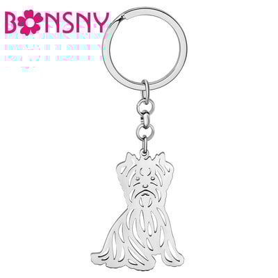 Breloc pentru câini Bonsny din oțel inoxidabil placat cu argint West Highland White Terrier Breloc dulce pentru animale de companie Bijuterii pentru femei, fete, pandantiv