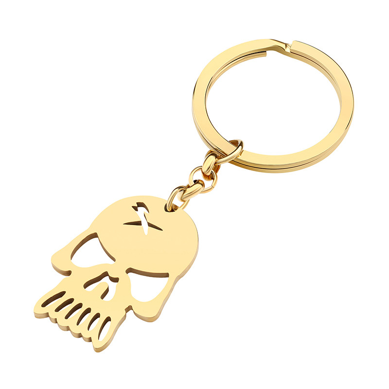 Breloc cu schelet din oțel inoxidabil de Halloween Bonsny, placat cu aur, breloc de geantă pentru chei de mașină, bijuterii pentru femei, adolescenți, cadouri, lanț de chei
