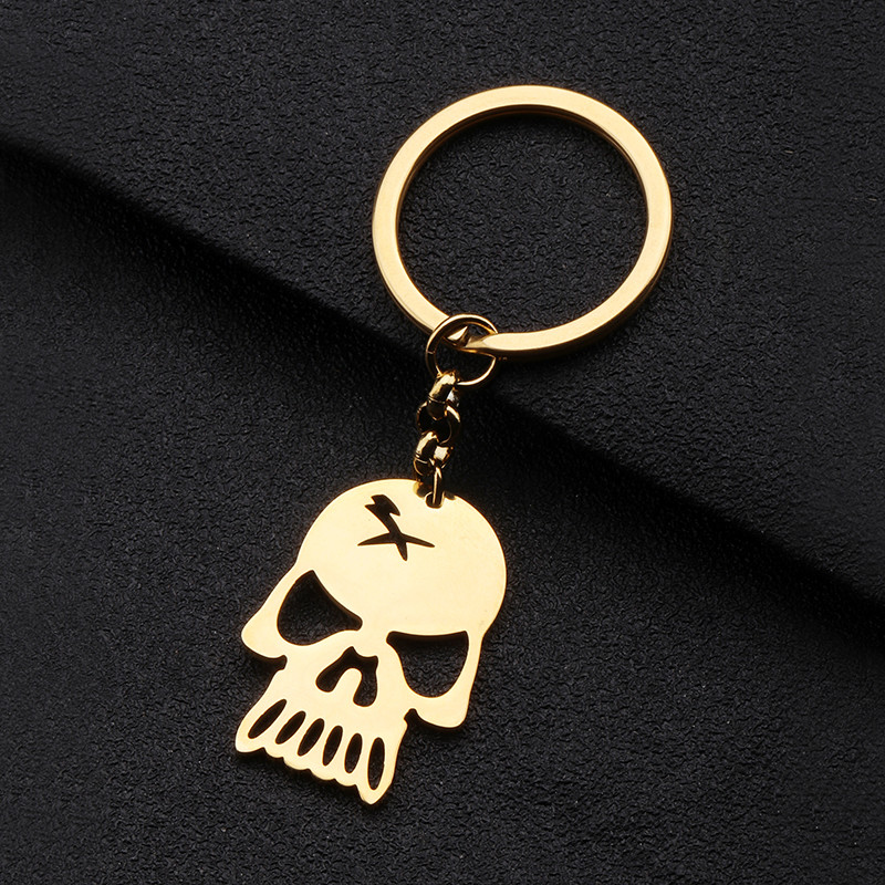 Breloc cu schelet din oțel inoxidabil de Halloween Bonsny, placat cu aur, breloc de geantă pentru chei de mașină, bijuterii pentru femei, adolescenți, cadouri, lanț de chei