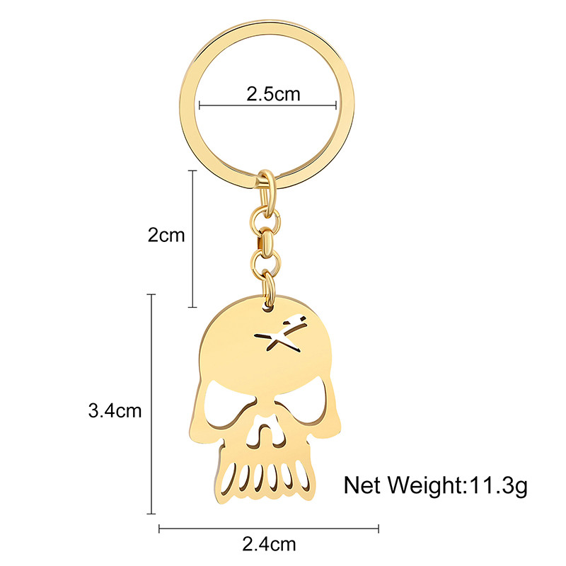 Breloc cu schelet din oțel inoxidabil de Halloween Bonsny, placat cu aur, breloc de geantă pentru chei de mașină, bijuterii pentru femei, adolescenți, cadouri, lanț de chei