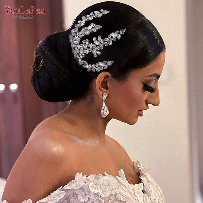 YouLaPan HP489 Pieptene de mireasa Strasuri Casca de nunta Bijuterii pentru cap de mireasa Accesorii pentru par de mireasa Tochie de cap eleganta de cristal pentru femei
