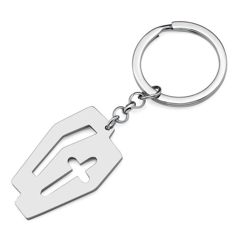 Breloc cu cruce din oțel inoxidabil de Halloween Bonsny, placat cu argint, breloc cu pandantiv gol, breloc unic, bijuterii pentru femei, cadouri