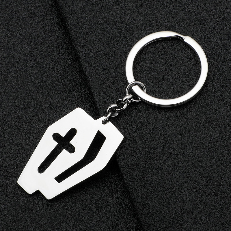 Breloc cu cruce din oțel inoxidabil de Halloween Bonsny, placat cu argint, breloc cu pandantiv gol, breloc unic, bijuterii pentru femei, cadouri