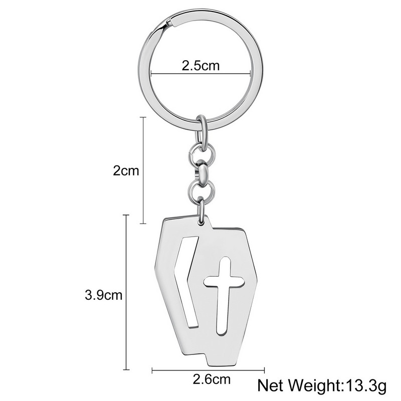 Breloc cu cruce din oțel inoxidabil de Halloween Bonsny, placat cu argint, breloc cu pandantiv gol, breloc unic, bijuterii pentru femei, cadouri