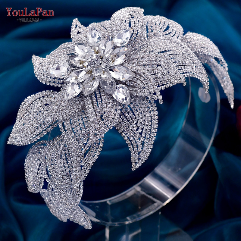 YouLaPan HP455 Bentite de lux cu strasuri pentru păr femeie argint pentru nuntă accesorii pentru păr de mireasă