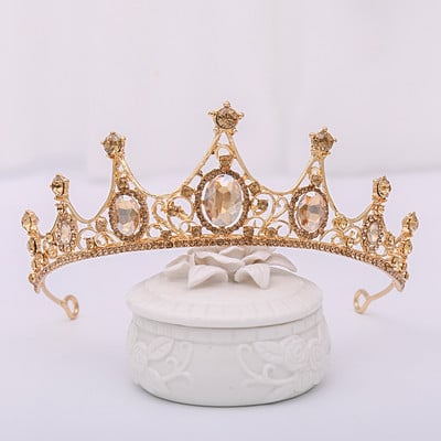 Accesorii pentru păr de nuntă Coroană de cristal cu stras baroc Tiara Coroană de nuntă Coroana de petrecere Coroana de petrecere Bijuterii de păr de mireasă Tiare
