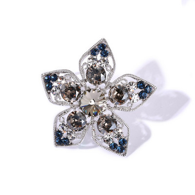 Broșă cu flori de epocă în stil coreean, ace cu strasuri, gri albastru, pentru costum, broșe pentru haine, cadou Bisuteria pentru femei