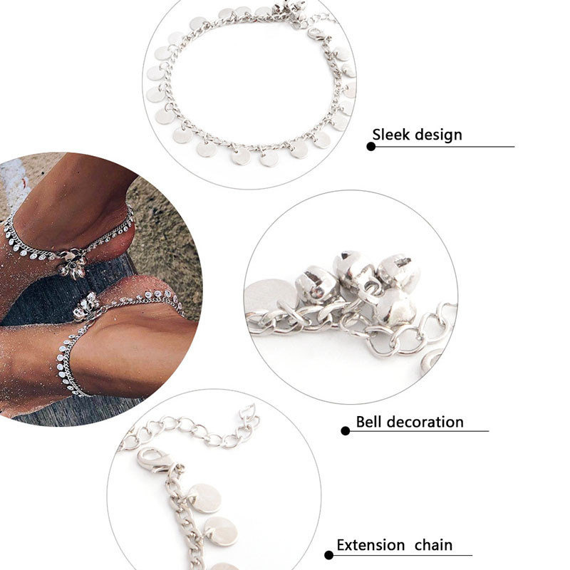 Punk auriu argintiu ciucuri picior clopot gleznă Boho femei brăţară pe picior desculţ sandale glezna pentru femeie vară plajă bijuterii