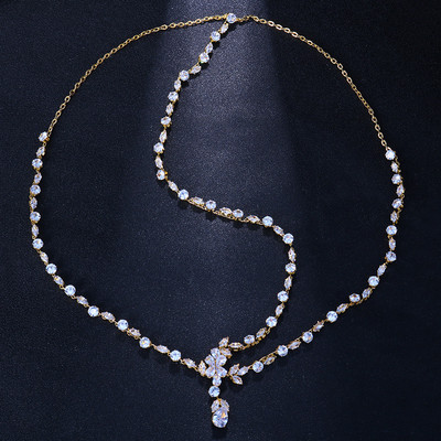 Stonefans Boho Bridal Wedding Head Chain Exquisite Cubic Zirconia Leaf Forehead Headband Chain Бижута за коса за жени Глава