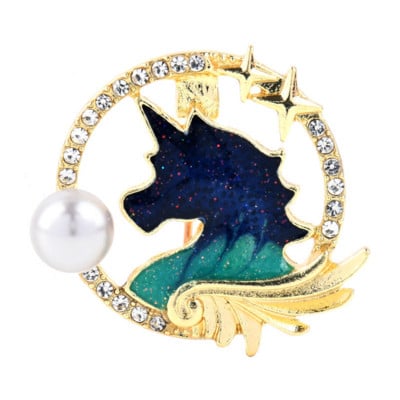 Seria Starry Sky Broșă Unicorn Fantasy Blue Universe Starry Sky Broșă Soare Personalitate Design Ace îmbrăcăminte