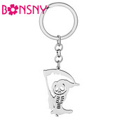 „Bonsny Helovinas“ nerūdijantis plienas, dengtas sidabru „Death Skull Reaper“ raktų pakabukai, krepšys, automobilio raktų papuošalai moterims, merginoms, žavesio dovana