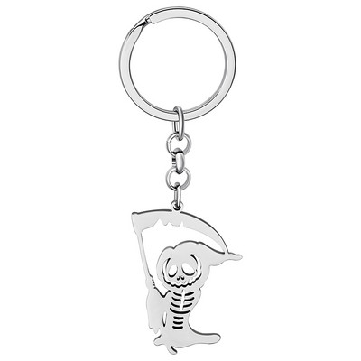 „Bonsny Helovinas“ nerūdijantis plienas, dengtas sidabru „Death Skull Reaper“ raktų pakabukai, krepšys, automobilio raktų papuošalai moterims, merginoms, žavesio dovana