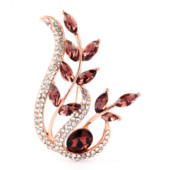 Broșă cu flori de cristal pentru femei Broșe cu flori de un albastru profund Plant Insignă elegantă Bijuterii Pin pentru petrecere de nuntă Cadouri