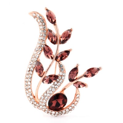 Broșă cu flori de cristal pentru femei Broșe cu flori de un albastru profund Plant Insignă elegantă Bijuterii Pin pentru petrecere de nuntă Cadouri