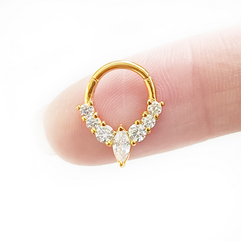 100% Oțel Chirurgical Segment Inel articulat Ureche Cartilaj Helix Rook Tragus 16G Piercing Ureche CZ Forma Inel Nas Septum Clicker