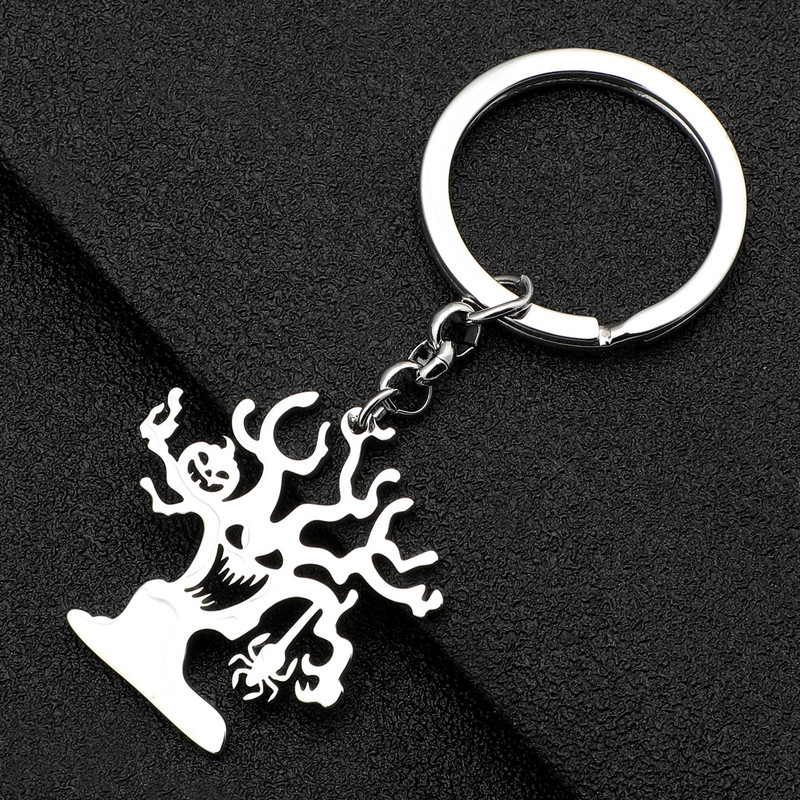 Bonsny Halloween, oțel inoxidabil, placat cu argint, zâmbet, copac de dovleac, brelocuri fantome, bijuterii cu pandantiv cu plante de desene animate, cadouri pentru femei