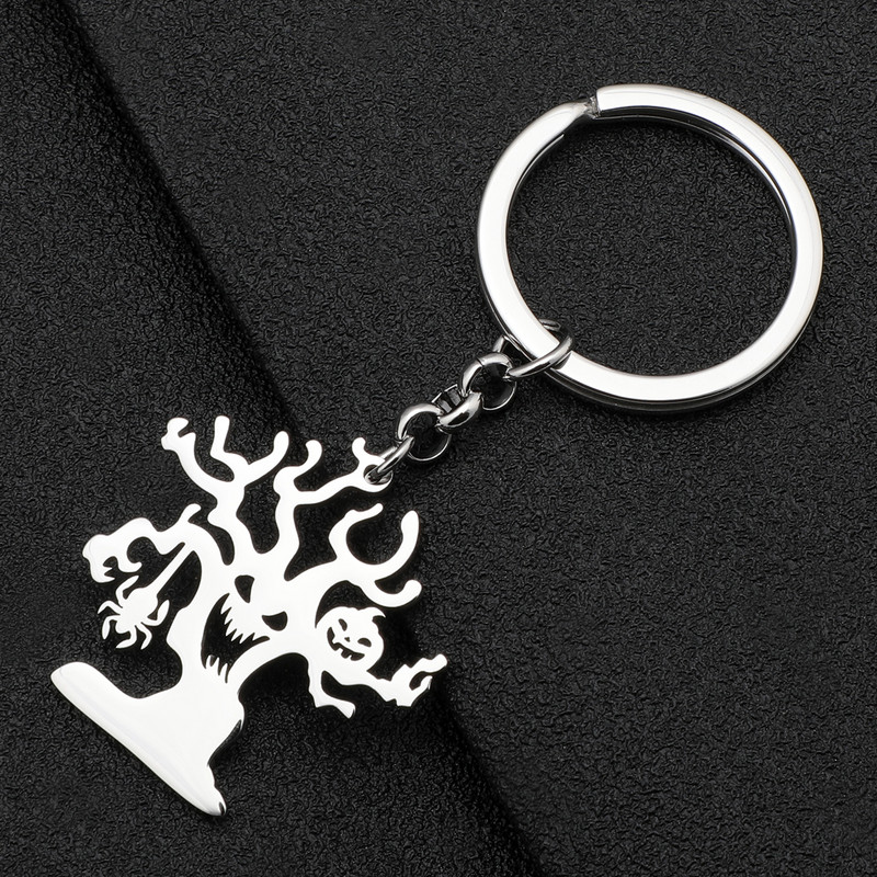 Bonsny Halloween, oțel inoxidabil, placat cu argint, zâmbet, copac de dovleac, brelocuri fantome, bijuterii cu pandantiv cu plante de desene animate, cadouri pentru femei