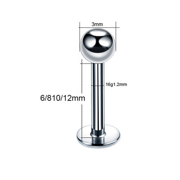 1 бр. G23 титанов латрет Монро пръстени за устни Обеци 16G 1.2x6/8/10/12 mm сребърен цвят Бижута за пиърсинг на тялото