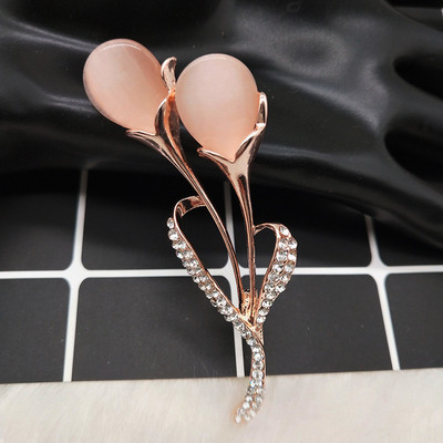 Xingyunday Broșă cu flori de piatră de opal Pin Strass Cristal Bijuterii pentru costume Accesorii pentru haine Buchet Bijuterii pentru femei Broșă