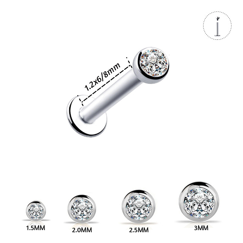 1 buc F136 Titan 16G 1.5-4mm Cz Gem Tragus Lip Ring Monroe Ureche Cartilage Cercel Piercing Labret Tragus Cartilage Cerce