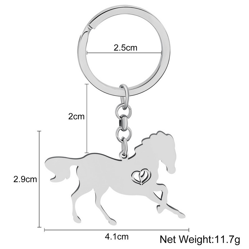 Breloc Bonsny din oțel inoxidabil, placat cu argint, breloc de cal pentru geantă Suport metalic Brelocuri Animale Bijuterii pentru femei Cadou