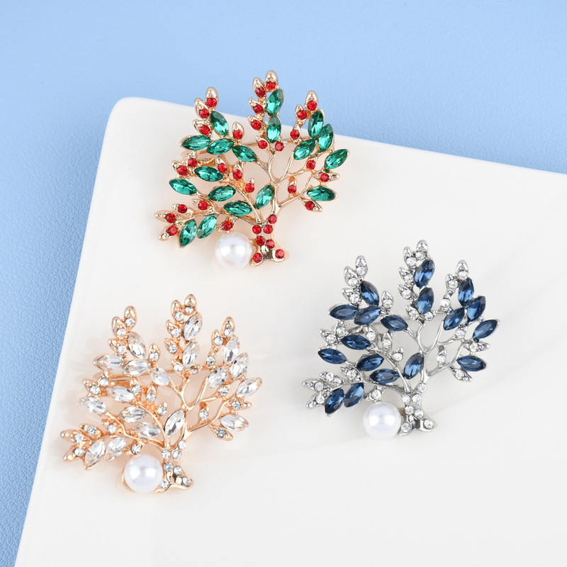 Planta Arborele Vieții Broșă cu perle și strasuri goale pentru femei Broșă elegantă pentru haine de modă Bijuterii de nuntă Cadouri