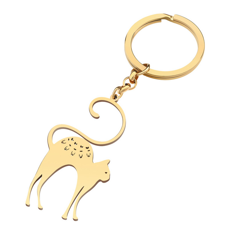 Breloc pentru pisici din oțel inoxidabil Bonsny, placat cu aur, cățeluș, breloc pentru animale de companie, geantă, accesorii mașini, bijuterii pentru bărbați, femei, adolescenți, farmece, cadou