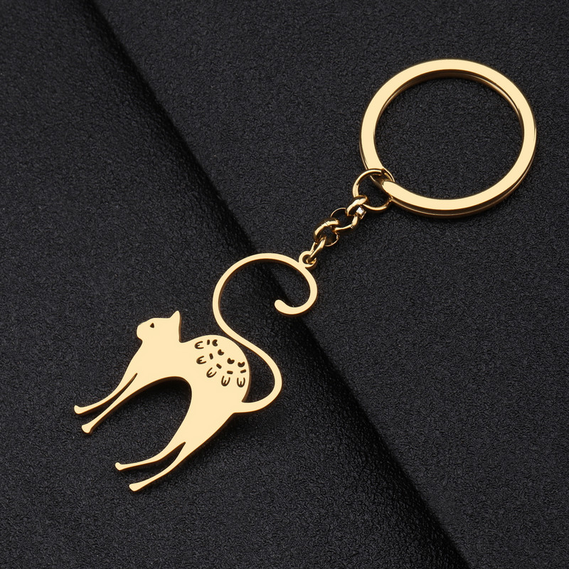 Breloc pentru pisici din oțel inoxidabil Bonsny, placat cu aur, cățeluș, breloc pentru animale de companie, geantă, accesorii mașini, bijuterii pentru bărbați, femei, adolescenți, farmece, cadou