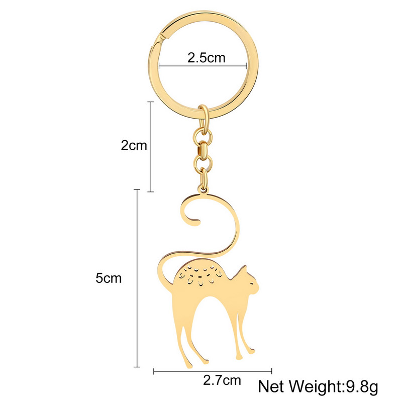 Breloc pentru pisici din oțel inoxidabil Bonsny, placat cu aur, cățeluș, breloc pentru animale de companie, geantă, accesorii mașini, bijuterii pentru bărbați, femei, adolescenți, farmece, cadou