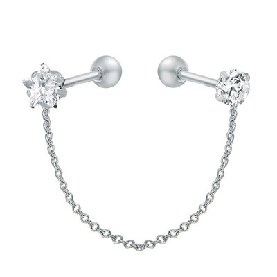1 buc din oțel chirurgical cu ciucuri cu zirconiu pentru urechi, lanț non-alergic, cercei cu ciucuri, piercing pentru corp, bijuterii de modă, bijuterii pentru corp
