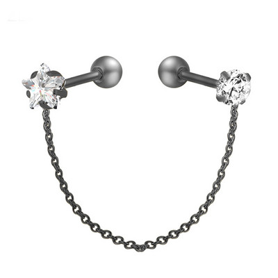 1 buc din oțel chirurgical cu ciucuri cu zirconiu pentru urechi, lanț non-alergic, cercei cu ciucuri, piercing pentru corp, bijuterii de modă, bijuterii pentru corp
