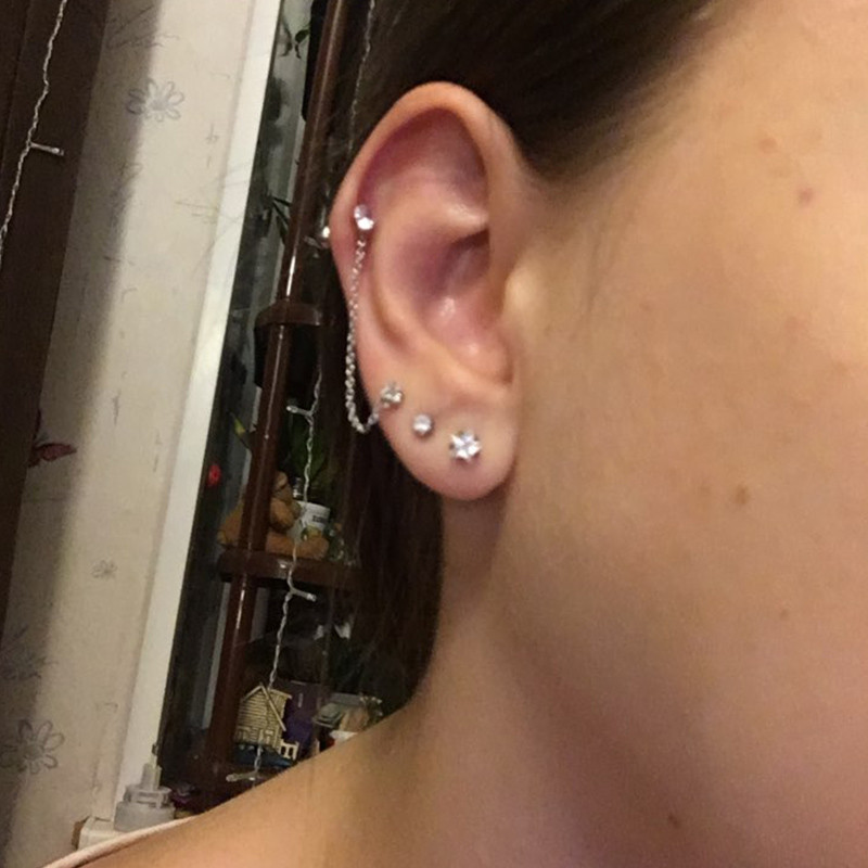 1 buc din oțel chirurgical cu ciucuri cu zirconiu pentru urechi, lanț non-alergic, cercei cu ciucuri, piercing pentru corp, bijuterii de modă, bijuterii pentru corp
