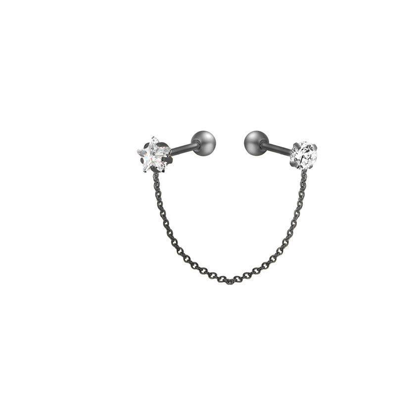 1 buc din oțel chirurgical cu ciucuri cu zirconiu pentru urechi, lanț non-alergic, cercei cu ciucuri, piercing pentru corp, bijuterii de modă, bijuterii pentru corp