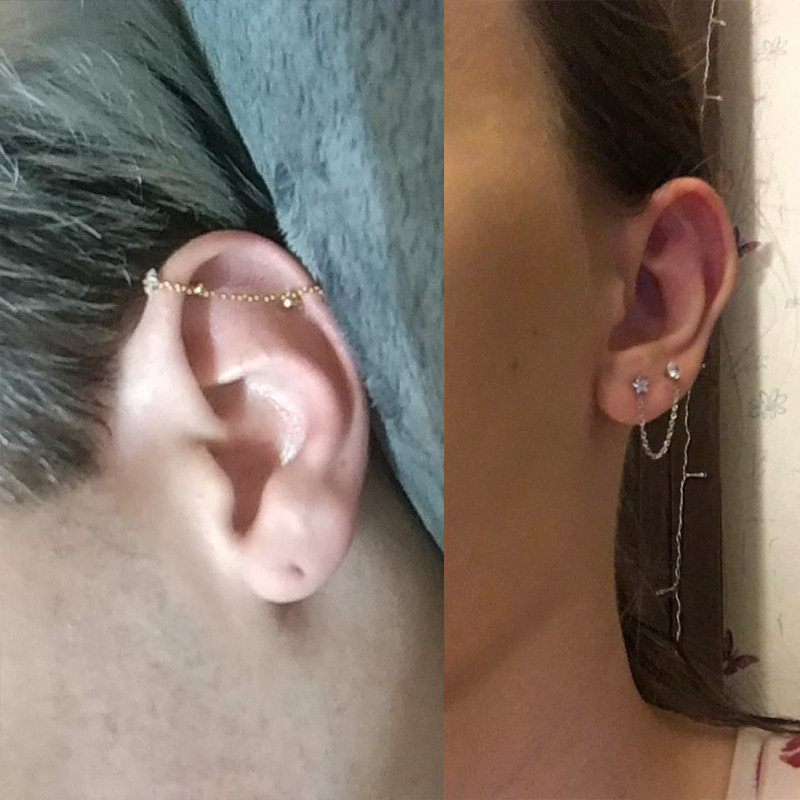 1 buc din oțel chirurgical cu ciucuri cu zirconiu pentru urechi, lanț non-alergic, cercei cu ciucuri, piercing pentru corp, bijuterii de modă, bijuterii pentru corp