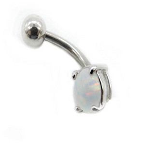 Urmărit! Hot Opal Inele pentru buric Solid G23 Titanium Silver Color Dangle Ball Inele pentru buric Piercing Bijuterii pentru corp Bijuterii pentru bărbați