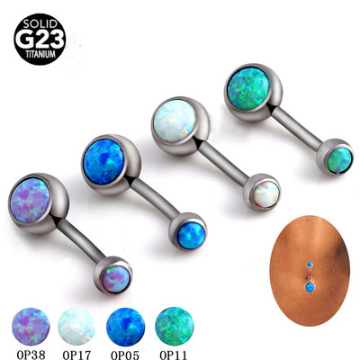 Παρακολούθησαν! Hot Opal ομφαλό δαχτυλίδια συμπαγή G23 Titanium Silver Χρώμα Dangle Δαχτυλίδια με κοιλιά Δαχτυλίδια Piercing Body Jewelry Ανδρικά κοσμήματα