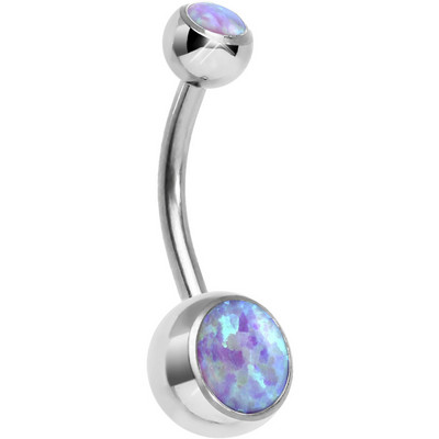 Urmărit! Hot Opal Inele pentru buric Solid G23 Titanium Silver Color Dangle Ball Inele pentru buric Piercing Bijuterii pentru corp Bijuterii pentru bărbați