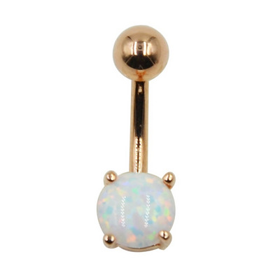 Urmărit! Hot Opal Inele pentru buric Solid G23 Titanium Silver Color Dangle Ball Inele pentru buric Piercing Bijuterii pentru corp Bijuterii pentru bărbați