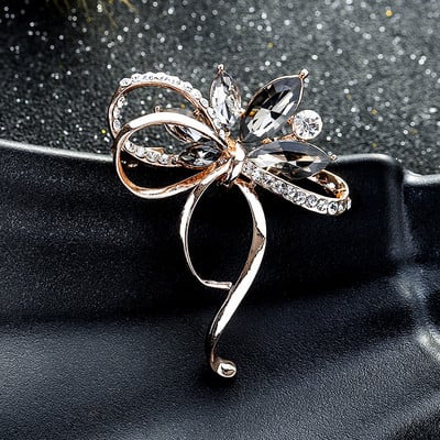 Broșe cu fundă cu strass în 2 culori pentru femei Broșă cu fundă Bijuterii de modă vintage Accesorii de iarnă