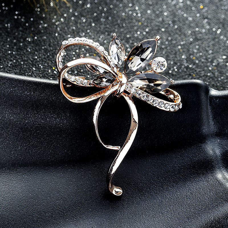 Broșe cu fundă cu strass în 2 culori pentru femei Broșă cu fundă Bijuterii de modă vintage Accesorii de iarnă