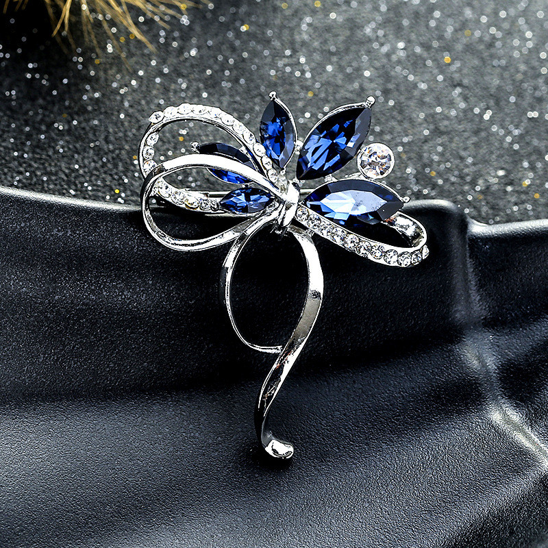 Broșe cu fundă cu strass în 2 culori pentru femei Broșă cu fundă Bijuterii de modă vintage Accesorii de iarnă