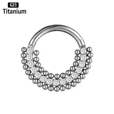 G23 titán orrgyűrű fülbevaló cirkon kő karika spirál porc tragus testékszer piercing csuklós szegmens orr septum Clicker