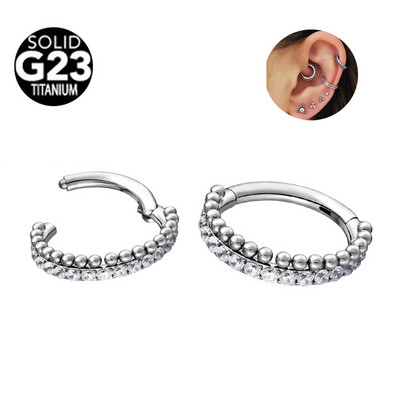 G23 titán orrgyűrű fülbevaló cirkon kő karika spirál porc tragus testékszer piercing csuklós szegmens orr septum Clicker