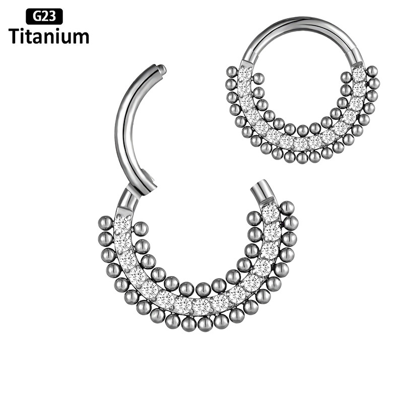 G23 titán orrgyűrű fülbevaló cirkon kő karika spirál porc tragus testékszer piercing csuklós szegmens orr septum Clicker
